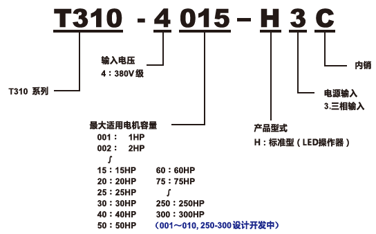 T310變頻器型號(hào)說明